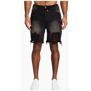 SER.O.YA | Men’s Unisex Vintage Jack Cut Off Denim Shorts Streetwear Black | 32
